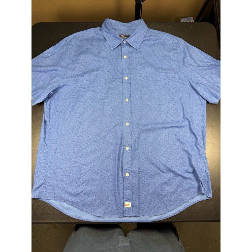 Vineyard Vines Murray Shirt Mens XL Blue Check Short Sleeve Button Front Casual